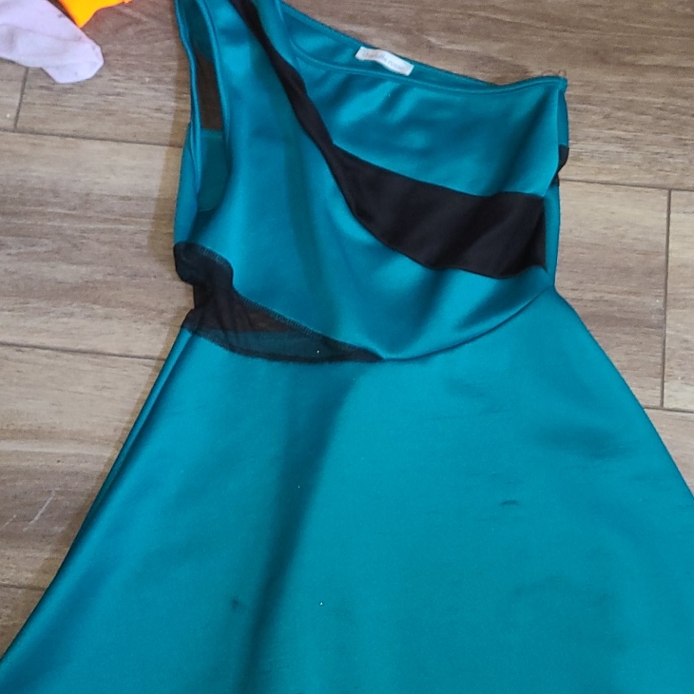 Turquoise and black cocktail dress